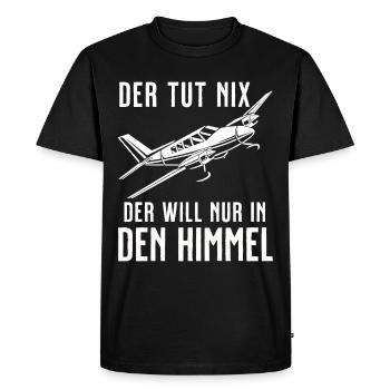 Airplane Tshirt Men's Helicopter Pilot Airplane - Men's Premium Organic T-Shirt - black - Front - Nico (187cm)