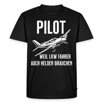 Airplane Tshirt Men's Helicopter Pilot Airplane - Men's Premium Organic T-Shirt - black - Front - Nico (187cm)
