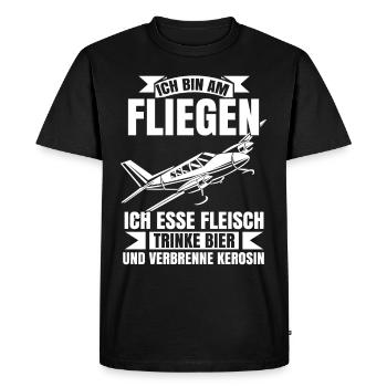 Airplane Tshirt Men's Helicopter Pilot Airplane - Men's Premium Organic T-Shirt - black - Front - Nico (187cm)
