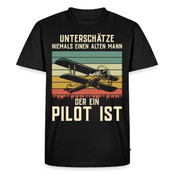 Airplane Tshirt Men's Helicopter Pilot Airplane - Men's Premium Organic T-Shirt - black - Front - Nico (187cm)