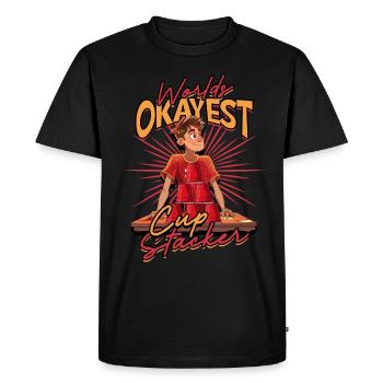 Worlds Okayest Empileur de gobelets - T-shirt Premium bio Homme - noir - Devant - Nico (187cm)