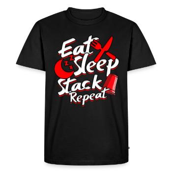 Sport Stacking Cup Stacking Eat Sleep Stack Repeat - Men's Premium Organic T-Shirt - black - Front - Nico (187cm)