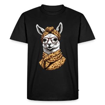 Funny Llama Alpaca Mother Design Lovers - Men's Premium Organic T-Shirt - black - Front - Nico (187cm)