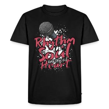 Poésie Slam Rythme dans l’âme, poésie dans le cœur - T-shirt Premium bio Homme - noir - Devant - Nico (187cm)