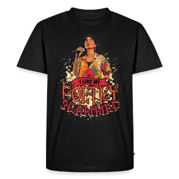 Poetry Slam Dichter J’aime ma poésie claquée - T-shirt Premium bio Homme - noir - Devant - Nico (187cm)
