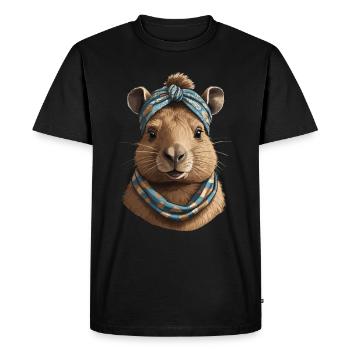 Funny Capymama Capybara Mom - Men's Premium Organic T-Shirt - black - Front - Nico (187cm)