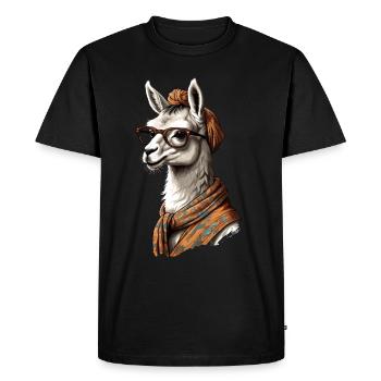Funny Llama Alpaca Mother Design Lovers - Men's Premium Organic T-Shirt - black - Front - Nico (187cm)