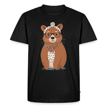 Drôle Capymama Capybara Mère Design - T-shirt Premium bio Homme - noir - Devant - Nico (187cm)