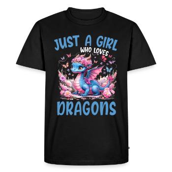 Dragon Tshirt Fairy Tale Dragon Japanese Kanji - Men's Premium Organic T-Shirt - black - Front - Nico (187cm)