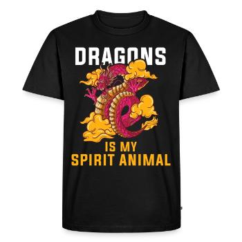 Dragon Tshirt Fairy Tale Dragon Japanese Kanji - Men's Premium Organic T-Shirt - black - Front - Nico (187cm)