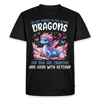 Dragon Tshirt Fairy Tale Dragon Japanese Kanji - Men's Premium Organic T-Shirt - black - Front - Nico (187cm)