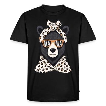 Drôle Maman Ours Mère Ours Ours Amoureux de l’Ours - T-shirt Premium bio Homme - noir - Devant - Nico (187cm)