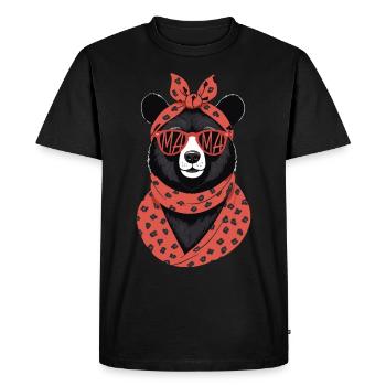 Drôle Maman Ours Mère Ours Ours Amoureux de l’Ours - T-shirt Premium bio Homme - noir - Devant - Nico (187cm)
