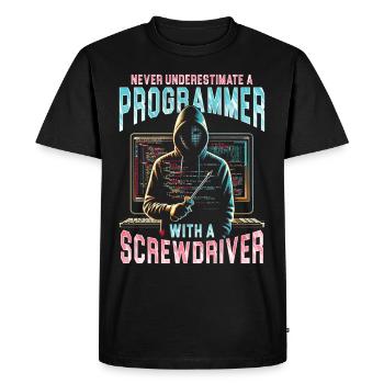 Robotics Engineer Programmer With A Screwdrive - Men's Premium Organic T-Shirt - black - Front - Nico (187cm)