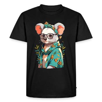 Drôle Koala Maman Mignon Koala Ours Amour - T-shirt Premium bio Homme - noir - Devant - Nico (187cm)