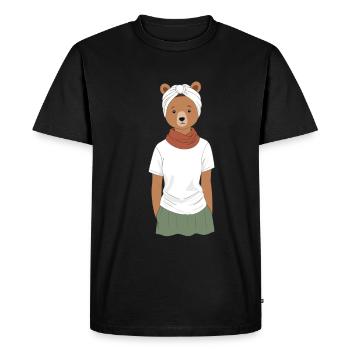 Drôle Maman Ours Mère Ours Ours Amoureux de l’Ours - T-shirt Premium bio Homme - noir - Devant - Nico (187cm)