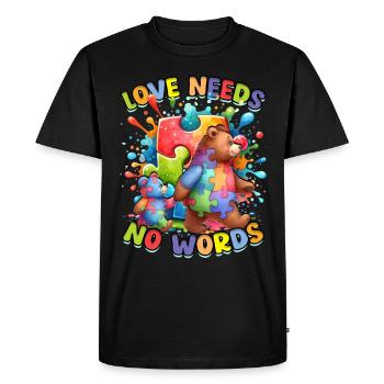 Autiste Autiste Autisme L’amour n’a pas besoin de mots - T-shirt Premium bio Homme - noir - Devant - Nico (187cm)