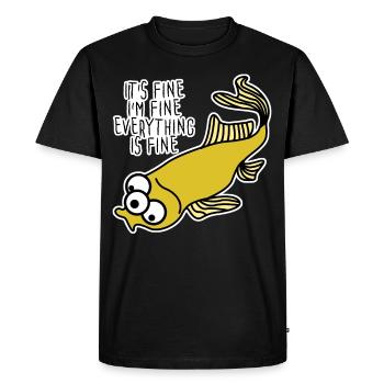 Mutated Fish Everything is fine - Men's Premium Organic T-Shirt - black - Front - Nico (187cm)