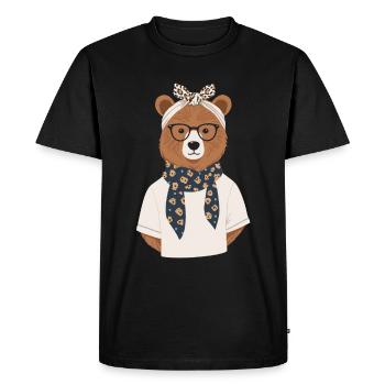 Drôle Maman Ours Mère Ours Ours Amoureux de l’Ours - T-shirt Premium bio Homme - noir - Devant - Nico (187cm)