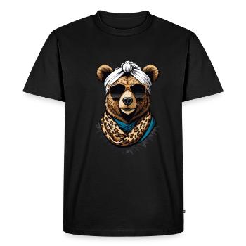 Drôle Maman Ours Mère Ours Ours Amoureux de l’Ours - T-shirt Premium bio Homme - noir - Devant - Nico (187cm)