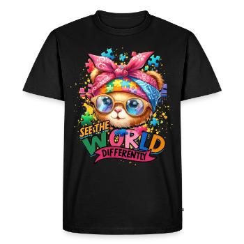 Autisme : Voir le monde autrement - T-shirt Premium bio Homme - noir - Devant - Nico (187cm)