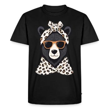 Drôle Maman Ours Mère Ours Ours Amoureux de l’Ours - T-shirt Premium bio Homme - noir - Devant - Nico (187cm)