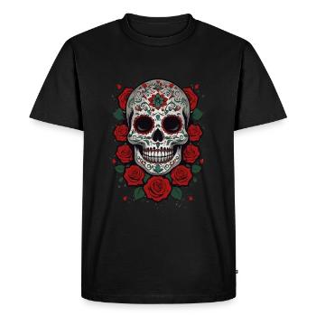 Dia De Muertos Mexico Sugar Skull Skull Design - Men's Premium Organic T-Shirt - black - Front - Nico (187cm)