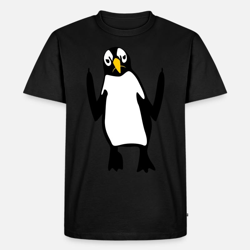 Grumpy Penguins Middle Finger Penguin - Männer Premium Bio T-Shirt - Schwarz