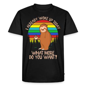 Sloth Sleeping Lazy Tired Slow Sloths - Men's Premium Organic T-Shirt - black - Front - Nico (187cm)