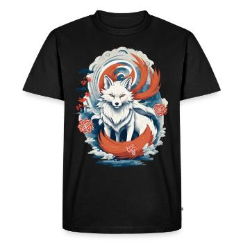 Ukiyo-E Style artistique japonais Kitsune Renard - T-shirt Premium bio Homme - noir - Devant - Nico (187cm)