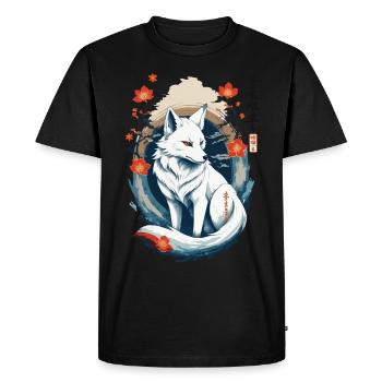 Ukiyo-E Style artistique japonais Kitsune Renard - T-shirt Premium bio Homme - noir - Devant - Nico (187cm)