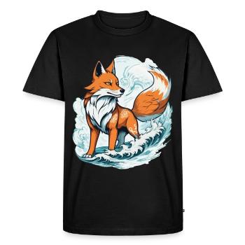 Masque Kitsune Japonais Kawaii Fox Spirit Design - T-shirt Premium bio Homme - noir - Devant - Nico (187cm)