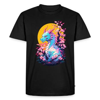 Vintage Vaporwave Art Japanese Dragon - Men's Premium Organic T-Shirt - black - Front - Nico (187cm)