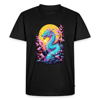 Dragon Anime Style japonais Vintage Esthétique - T-shirt Premium bio Homme - noir - Devant - Nico (187cm)