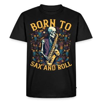 Saxophoniste Rocker Drôle Jazz Musique Design - T-shirt Premium bio Homme - noir - Devant - Nico (187cm)