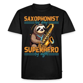 Drôle de dicton de saxophone pour les fans de jazz - T-shirt Premium bio Homme - noir - Devant - Nico (187cm)