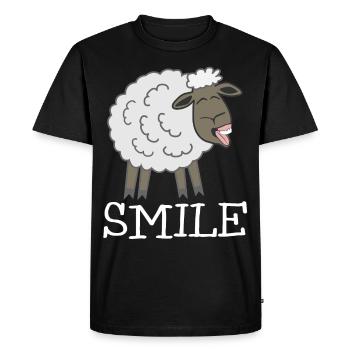 Smiling Sheep - Men's Premium Organic T-Shirt - black - Front - Nico (187cm)