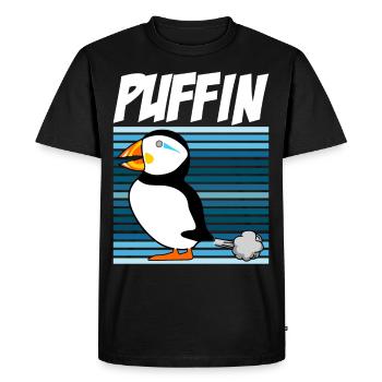 Puffins Farting Puffin - Men's Premium Organic T-Shirt - black - Front - Nico (187cm)
