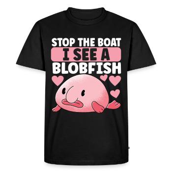 Poisson blob mignon poisson laid - T-shirt Premium bio Homme - noir - Devant - Nico (187cm)