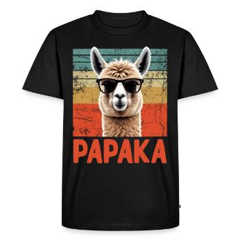 Papaka Funny Alpaca Dad Perfect Style - Men's Premium Organic T-Shirt - black - Front - Nico (187cm)