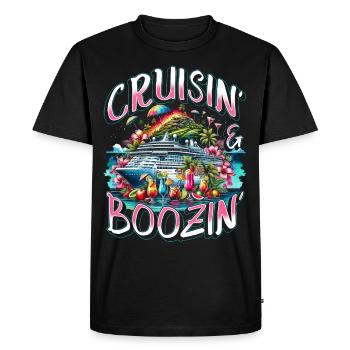 Cruise Cruisers Cruisin & Boozin - Men's Premium Organic T-Shirt - black - Front - Nico (187cm)