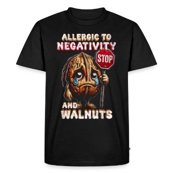 Walnut Allergy Allergic To Negativity And Walnuts - Men's Premium Organic T-Shirt - black - Front - Nico (187cm)