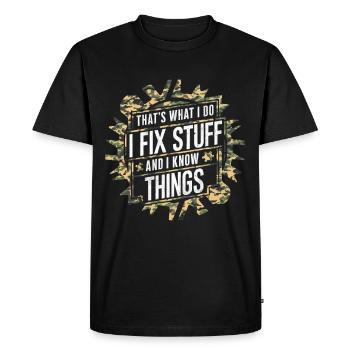 Mécanicien automobile, mécatronicien, technicien tournevis, paroles - T-shirt Premium bio Homme - noir - Devant - Nico (187cm)