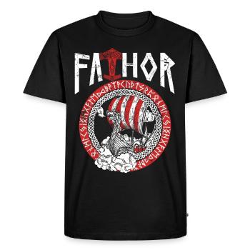 Conception du navire viking nordique Papa Vathor - T-shirt Premium bio Homme - noir - Devant - Nico (187cm)