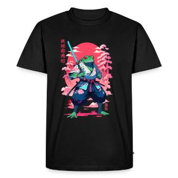 Samouraï Grenouille Esthétique Vaporwave Style Japon - T-shirt Premium bio Homme - noir - Devant - Nico (187cm)