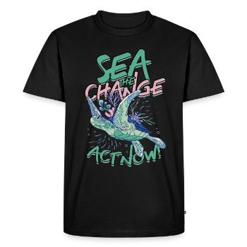 Turtle Sea The Change Act Now - Men's Premium Organic T-Shirt - black - Front - Nico (187cm)