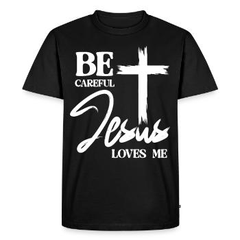 Croix Jésus-Christ Christianisme - T-shirt Premium bio Homme - noir - Devant - Nico (187cm)