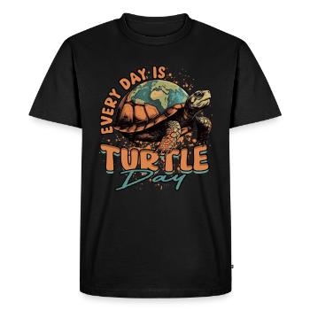 Turtle Turtles Every Day Is Turtle Day - Men's Premium Organic T-Shirt - black - Front - Nico (187cm)