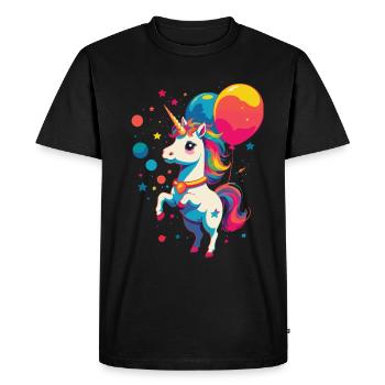 Unicorn Lover Bright Colors Design - Men's Premium Organic T-Shirt - black - Front - Nico (187cm)