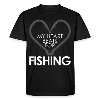 Fisherman Planter Canne à pêche à poisson Brochet - T-shirt Premium bio Homme - noir - Devant - Nico (187cm)